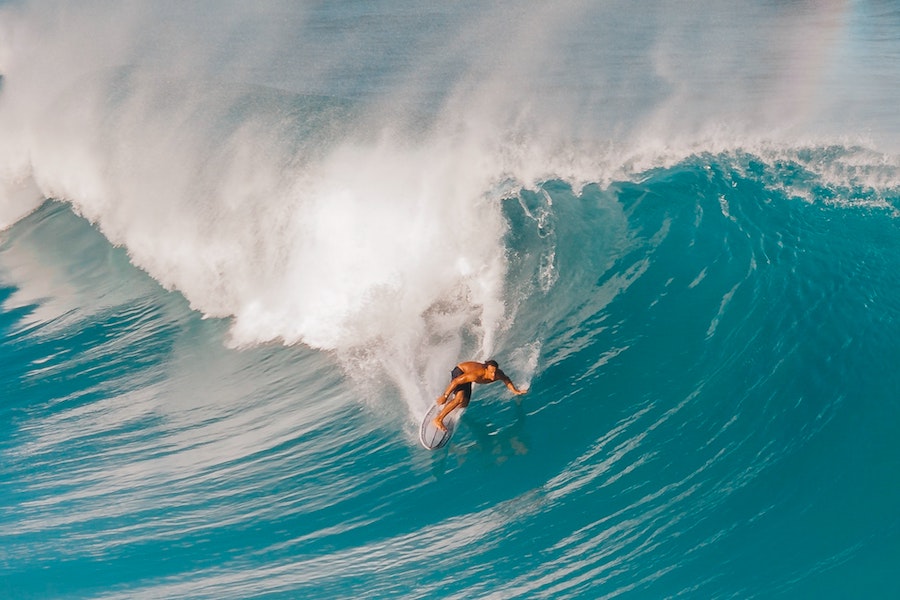 Man surfing big wave