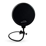 Auphonix Pop Filter Screen for Microphones - Gooseneck Clamps Compatible with Blue Yeti Microphone