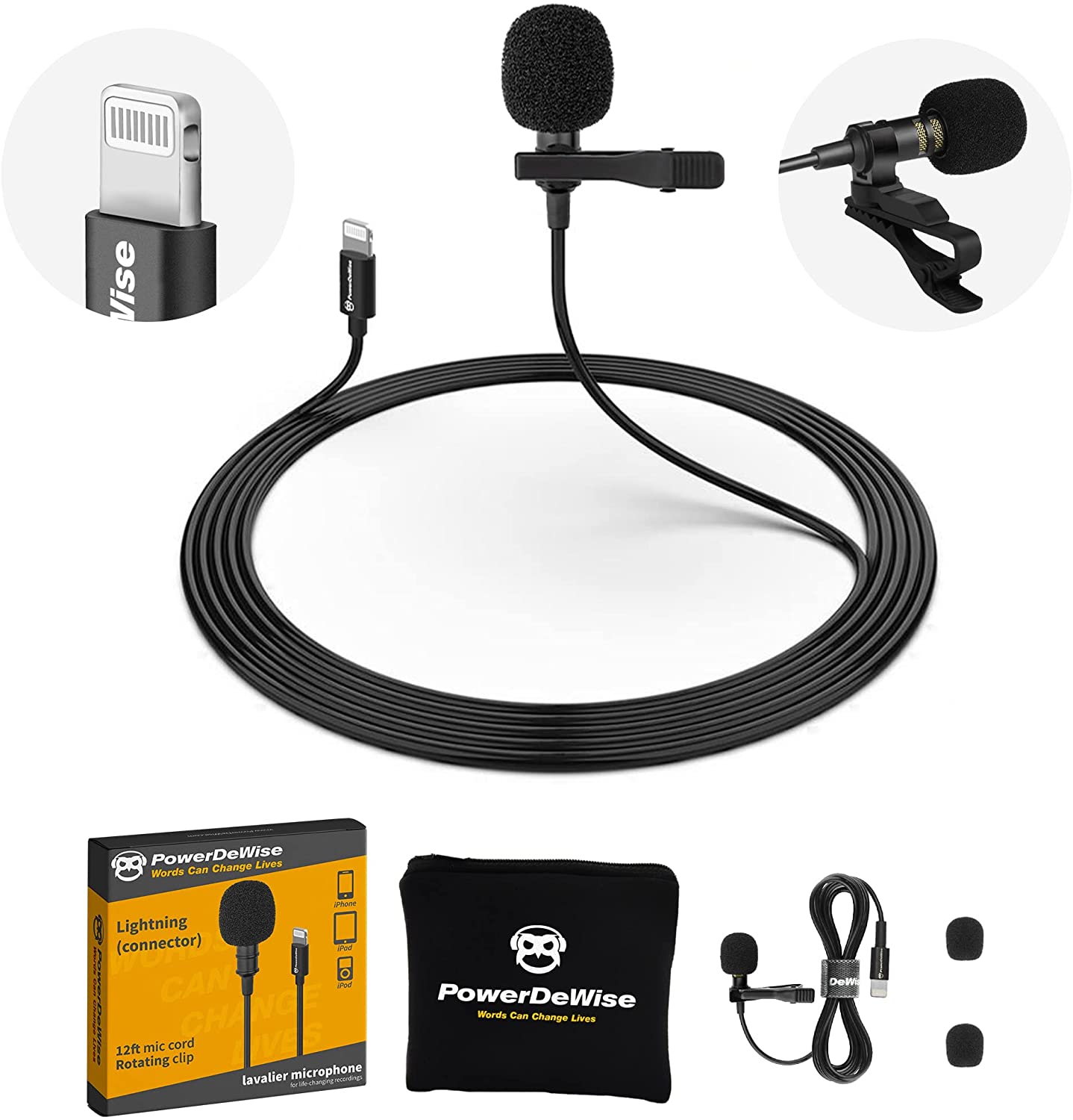 Professional Grade External Lavalier Microphone for iPhone iPad iPod