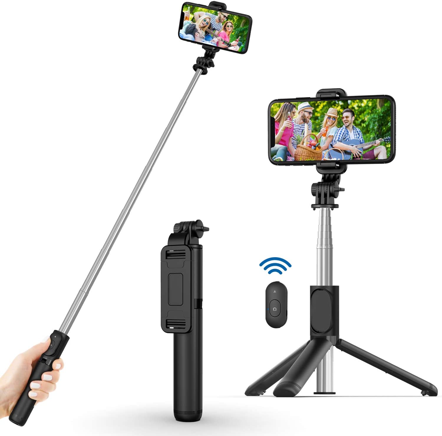 Selfie Stick, Extendable Selfie Stick with Wireless Remote and Tripod Stand, Portable, Lightweight, Compatible with iPhone 13/13 Pro/12/11/11 Pro/XS Max/XS/XR/X/8/7/Android Samsung Smartphone,More
